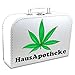 Produktbild KMC Austria Design Geburtstagskoffer - Koffer für den aktiven und begeisterten Smoker Kiffer Hobbygärtner - Hausapotheke Hanfblatt - Pappkoffer weiß 30cm - als Geschenk oder für Geschenke