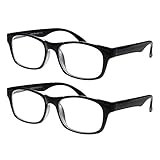Reading Glasses, Prescription Eyeglasses For Men, Two Pack of Fashion Readers in Black, +150 By Optiplix