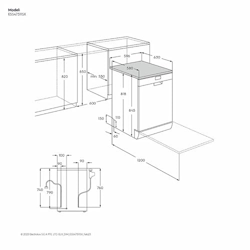 Electrolux Freestanding Dishwasher 60cm, 13 Place Settings, 8 Programs, Inverter Motor, Fully Automatic with AirDry Technology, ExtraHygiene & Eco Program, Low Noise Level, Silver, ESS47311SX