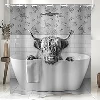 Cinbloo Divertente Tenda Da Doccia Con Mucca Delle Highland