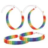 NIYANGLE Pulsera de Arcoíris Tejida a Mano 4 Piezas Ajustable Unisex, Pulseras Lgbt de Algodón Claro, Joyas de Mujer para Decoración de Muñeca y Accesorios Verano