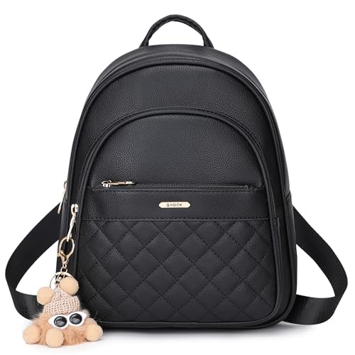 BAGOK Mini Leather Backpack Purse for Women, Small Backpack Purse with Cartoon Charm, Cute Fashion Bag for Girls & Teens