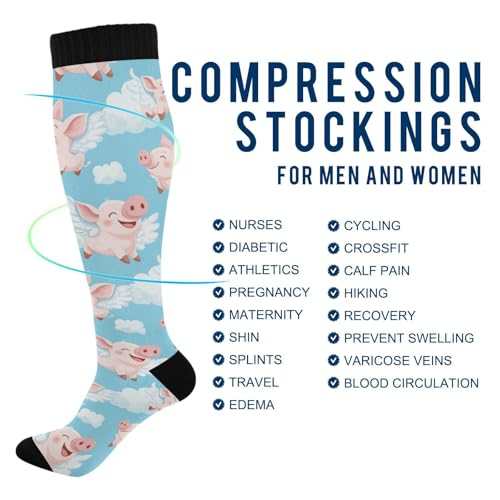Image of Wusikd Blue Yellow Monster Trucks Compression Socks for Women and Men Circulation Long Socks for Athletic Running 1