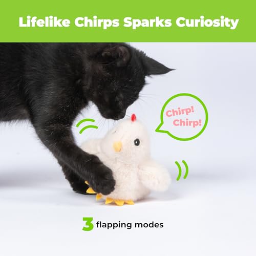 Image of Catify Best Pet Supplies Flapping Duckling, Chick & Bird Cat Toy - Motion-Activated Wings, Realistic Chirps, Catnip-Infused Plush, USB-Rechargeable, Indoor Cats & Kittens, Self-Play Enrichment - Beige