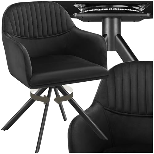tectake® Chaise pivotante de Salle à Manger Moderne Fauteuil Salon Velours Chaise Ergonomique...