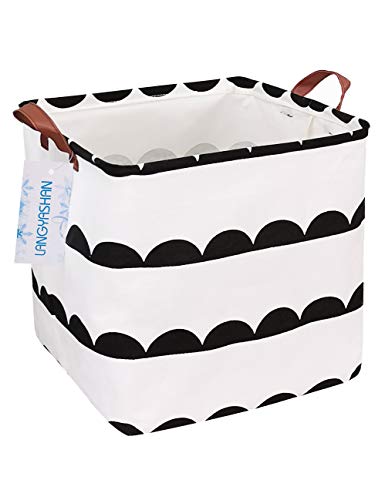 Square Storage Bins Waterproof Canvas Kids Laundry/Nursery Boxes for Shelves/Gift Baskets/Baby Shower Basket/Toy Organizer/Baby Room Decor (Square lace)