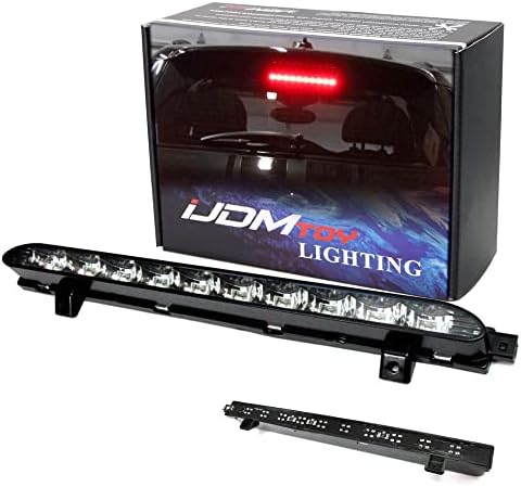 iJDMTOY Black Chrome Lens Red LED 3rd Brake Lamp Compatible With 2007-14 MINI Cooper R56 R57 R58 R60, OEM Fit High Mount Brake Light Powered by 10 Brilliant Red LED Lights