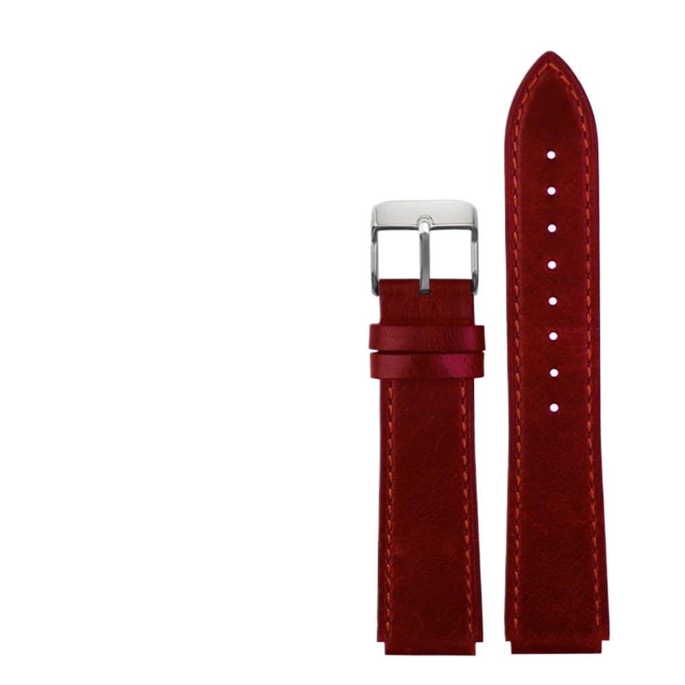 AMAUPCKCA Retro Genuine Leather Watchband For Casio A158W A168 / F91w / AE-1200WHD/A158/A159/A169/AE1200 Vintage Watch Bracelet Strap(Red sk)
