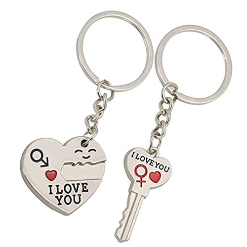 Wybtbm Schlüsselanhänger Schlüsselring für Paare zum Herzen I Love You, Valentinstag Muttertag Vatertag 2-teilig Liebe Anhänger für Geburtstags Jahrestag Cover