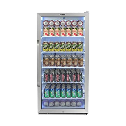 Whynter CBM-815WS Freestanding 8.1 cu. ft. Stainless Steel Merchandiser Superlit Door and Lock – White Commercial Beverage Refrigerator, Silver
