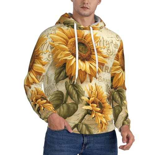 Sweat à capuche polaire homme tournesol rétro contre le froid
