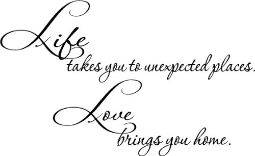 Epic Designs Life Takes You to Unexpected Places. Love Brings You Home. Inspirational Wall Sayings Art Vinyl Decal Letters