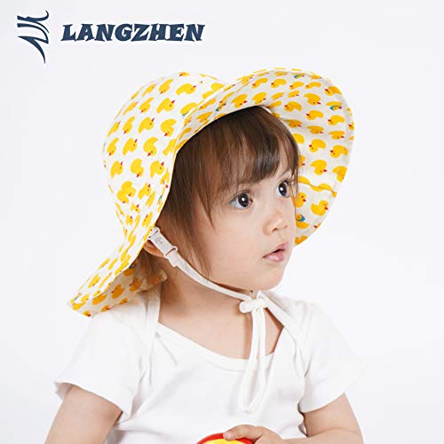 LANGZHEN UPF Beach Sun Protection Hat for Baby Girls Adjustable Toddler Kids Hat Wide Brim Summer Outdoor hat with Chin Strap4