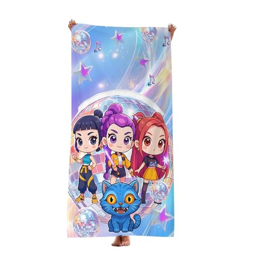 Ugecl for KPo Demon Hunters Movie Poster Beach Towel Soft Absorbent Bath Towel for Home & Travel Size 28 x 55. (Blue)