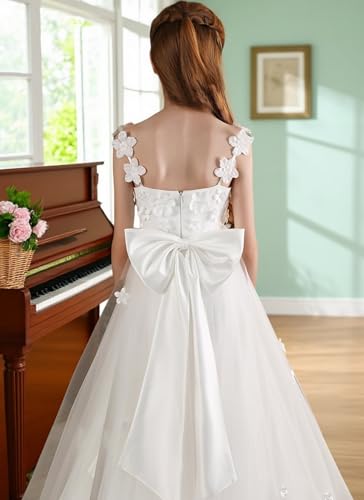 Lace Applique Flower Girl Dresses for Wedding Tulle Bridesmaid First Communion Dress Princess Pageant Party Gown3