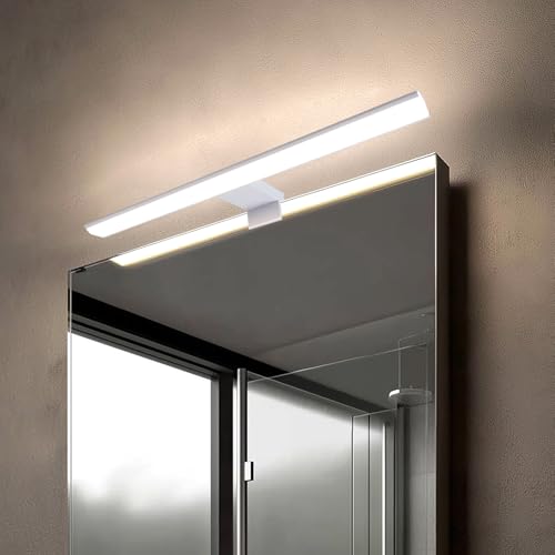 da LIGHT LED Spiegellampe 10W 750LM, Badzimmerlampe 42CM, IP44 Spritzwassergeschützt Spiegelleuchten, 4000K Neutralweiß Einfache Installation, Farbe Weiß