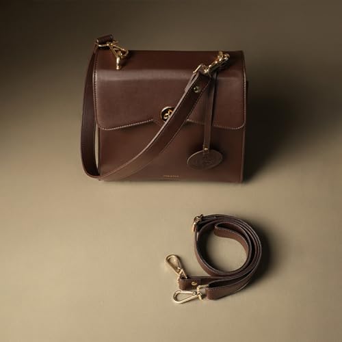 Image of Theater Peggy Satchel Bag for Women | Vintage Structured Crossbody Handbag | Faux Leather Panel with Turn Lock Closure | Classic Medium Shoulder Purse
