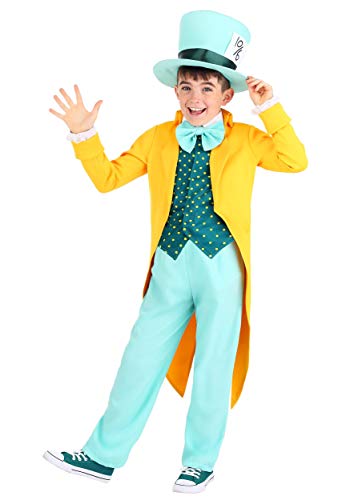 Fun Costumes Childs Bright Mad Hatter Costume, Vibrant Mad Hatter Outfit For Kids With Hat, Soft Jacket With Vest And Bow Tie, And Pants