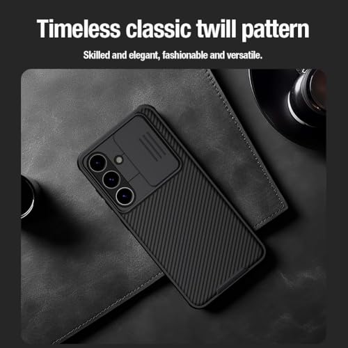 Image of Nilkin Classic Series Compatible for Samsung S24 Case with Camera Cover, [Camera Lens Protector] [Scratch-Resistant] [360 Full Protection] Shockproof Slim Phone Case (Black, S24)
