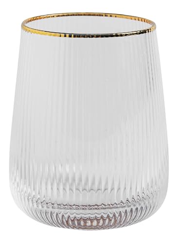 home&you - Vasos Vanesa, 500 ml, vasos de agua, copas de vino, vasos de postre, copas de cóctel - Oro