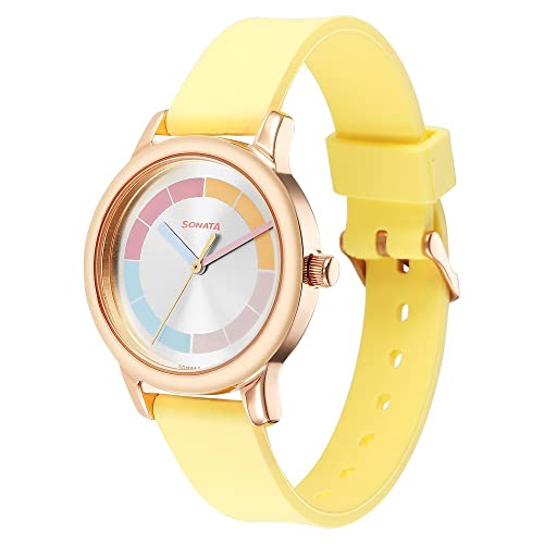 Image of Sonata Splash Silver Dial Women Analog Watch with Plastic Strap-8178WP02