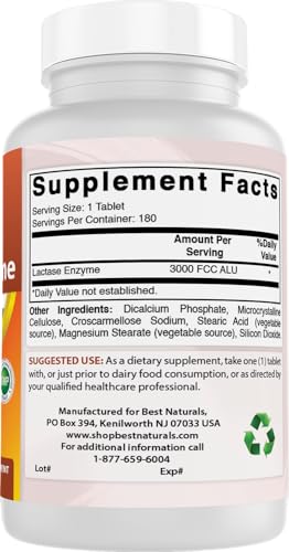 Best Naturals 859375002900 Fast Acting Lactase Enzyme Tablet thumb #5
