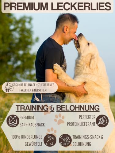 WEPO 1kg Rinderlunge getrocknet - Rinderlungenwürfel für Hunde - Dog Treats