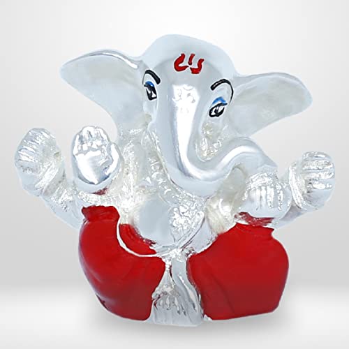 Image of Neodrift Ganesh Idol for Car Dashboard (Real 24kt & 999 Silver Plated, Dual-Tone Gold & Silver) (Model ND05) - Enhance Your Drive