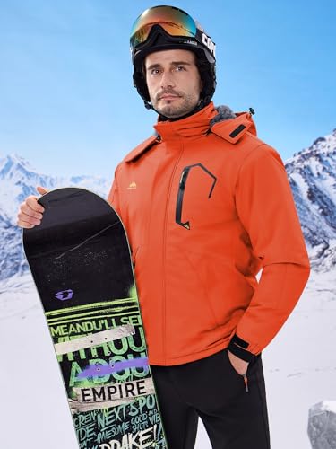 Image of WULFUL Men's Ski Jackets Warm Winter Snow Windbreaker Resistant Snowboard Fleece Coat Mountain Waterproof Parka with Hood