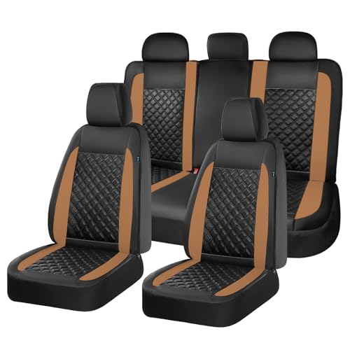 Image of FLORICH Seat Covers, Atomutive Seat Covers Full Sets, Waterproof Seat Cover for Cars, Luxury Leather Universal Seat Cover Accessories Fit for Most Cars SUV Truck Sedans(Brown)