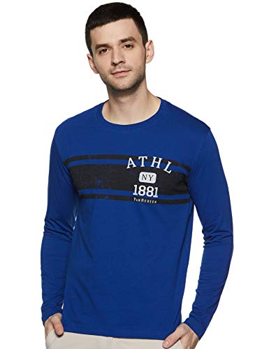 Image of Van Heusen Men Athleisure Regular Fit T-Shirt - Cotton Rich - Crew Neck, Long Sleeve, Printed