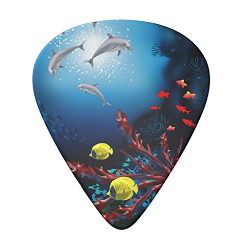 Lot de 6 médiators pour guitare acoustique et électrique Motif dauphins et poissons coraillés - Les Beatles, Paul McCartney, John Lennon, RIngo Starr, George Harrison Lot de 6 médiators pour guitare acoustique et électrique Motif dauphins et poissons coraillés – Image 4