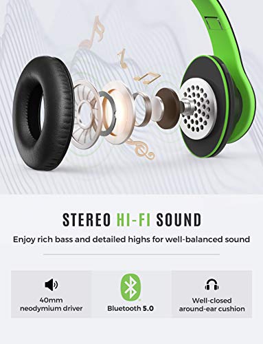 Mpow 059 Bluetooth Headphones Over Ear, HiFi Stereo Wireless Headset, Built-in Microphone, Soft Memory-Protein Earmuffs, Foldable, with Wired Mode, for Online Class, Home Office, PC, Cell Phones, TV - Thumbnail 2