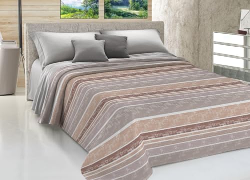 BIANCHERIAWEB Copriletto Piquet Primavera Estate 100% Cotone Sofia Disegno Rodrigo Matrimoniale Beige