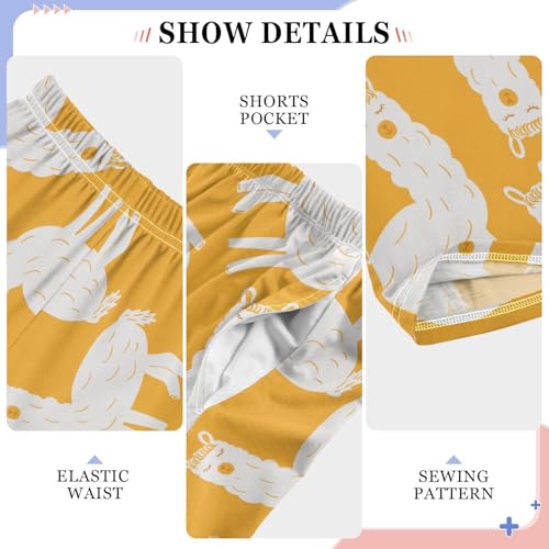 ZZXXB Sleeping Llamas Boys Long Pants Soft Trousers Elastic Waist Kids Lounge Bottoms with Pockets S-XL4