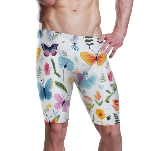 Color Butterfly Swim Jammers for Men Athletic Durable S B0401725