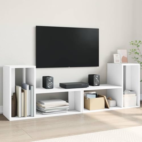 Teenpull Mueble para TV (2 unidades, 75 x 30 x 50 cm, madera con 4 compartimentos abiertos, versátil, para salón y dormitorio, resistente a la humedad)