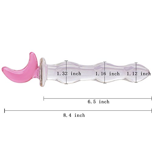 Crystal Glass Pleasure Wand Dildo Penis - Akstore - Half-Moon, Pink #TOP2