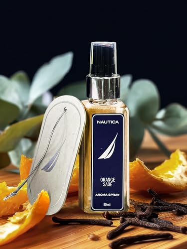 Image of NAUTICA Luxury Car Fragrance Spray with Hanging Tag Card | Orange sage | 50ml premium Car Air Freshener | 300+ Sprays | Long Lasting Car Freshener | Car Odour Remover