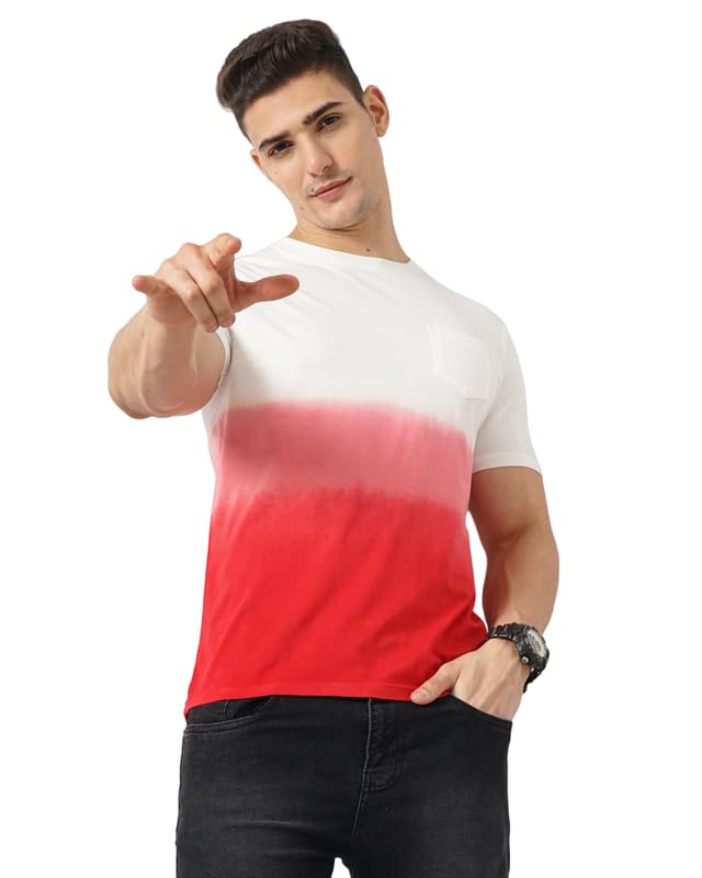 GENOA Men Tie & Dye Pure Cotton T Shirt