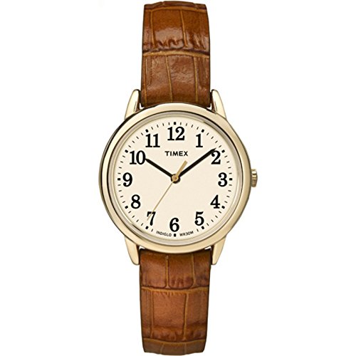 Timex Women's Easy Reader Watch, Honey Brown Croco Pattern Leather Strap