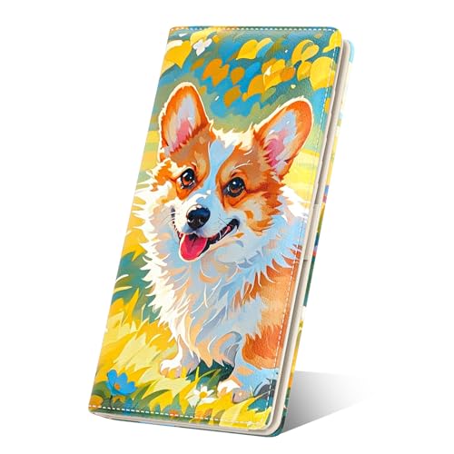 Image of Nipichsha Womens Wallet, RFID Slim Wallets for Women, Thin Ladies Credit Card Holder Purse, Cute Leather Bifold Clutch Billfold with 11 Card Slots & ID Window, Summer Dog