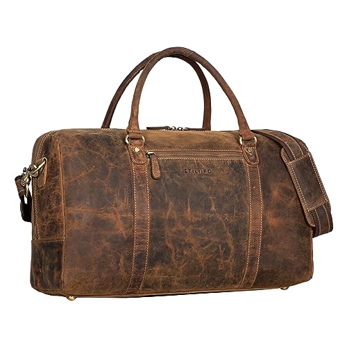 Sac de voyage cuir pour homme femme STILORD Iska, grand sac weekend et bagage à main marron