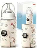 Flaschenwärmer Baby, Babyflaschenwärmer mit 8000mAh Akku, 6 Temperaturstufen 38-50℃, LED-Anzeige & Nachtlicht, Tragbarer Flaschenwärmer Baby USB-Ladefunktion für Unterwegs und Zuhause(Beige)