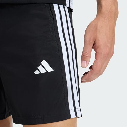 adidas Men's Workout Essentials Base 3 Stripes Woven Short, Black/White, L 5 inch