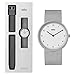 Braun 2-Hand Analogue Quartz Watch, White Dial and Stainless Steel Mesh Strap with Additional Grey Silicone Rubber Strap, Quick-Release Spring Bars, 38mm, Model BN0281WHMHGYG.