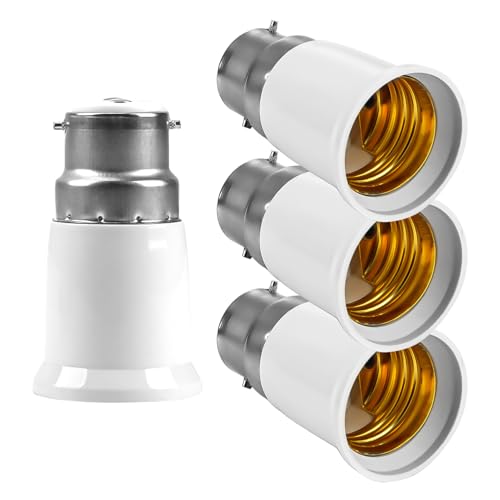WrteEase 4PCS B22 to E27 Light Bulb Converter,Bayonet to Screwbulb Adaptor, Lightbulb Adapter Screw Fit to Bayonet, B22 to E27 Adapter, Screw to Bayonet Bulb Adaptor for Incandescent, LED, CFL Bulbs