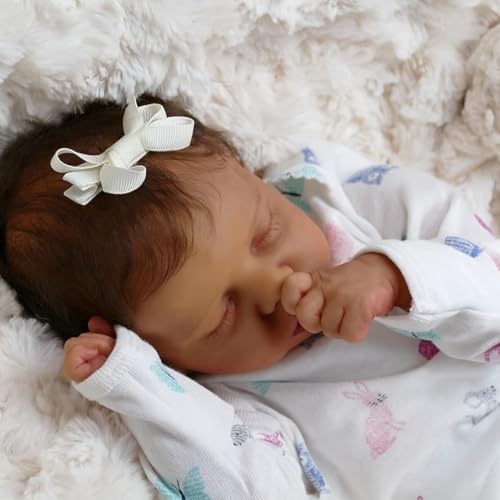Muñeca Reborn Negra 18 Pulgadas Realista miniatura 7