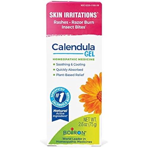 Boiron Calendula Gel Relief from Rashes, Skin Irritations, Razor Burn, or Insect Bites - Non-Greasy and Fragrance-Free - 2.6oz