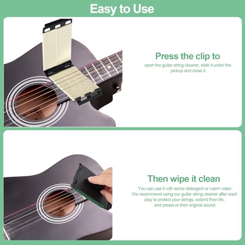 4pcs Guitar String Cleaner Scrubber, Guitar Fretboard & Fingerboard Cleaning Tool Reusable Bass Ukulele String Maintenance Accessories for Care & Cleaning